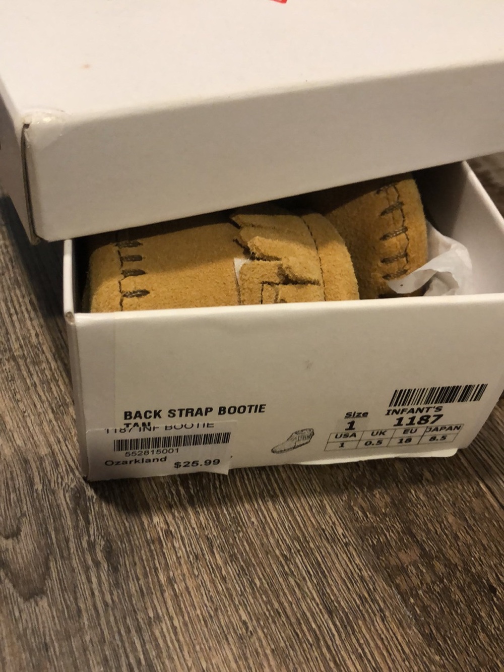 Minnetonka Infant Back Strap Bootie - Mustard Suede